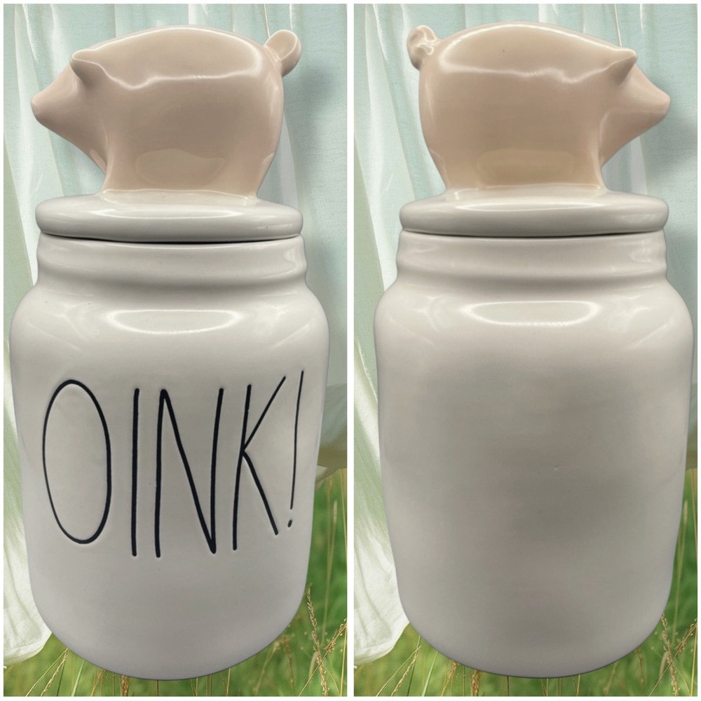 Rae Dunn OINK Pink Pig Topper Canister Farm line Farmhouse Sow